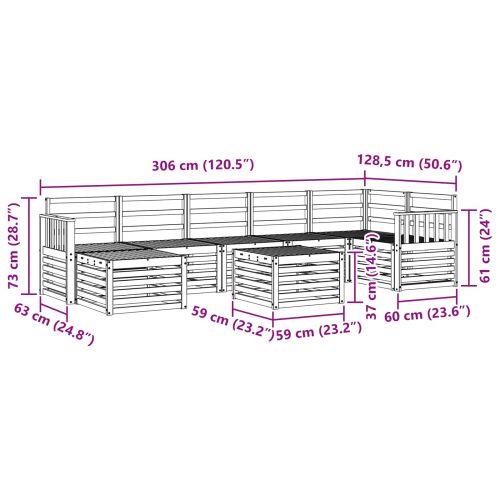Комплекти дивани 8 pcs Естествен Солидно акациево дърво