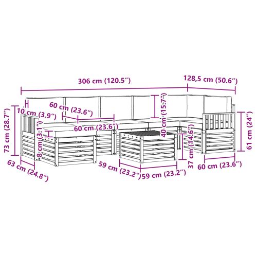 Комплекти дивани с възглавница 8 pcs Естествено и светло сиво