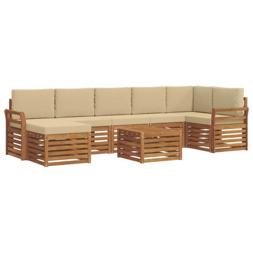 Комплекти дивани 8 pcs Натурален и Бежов Солидно акациево дърво