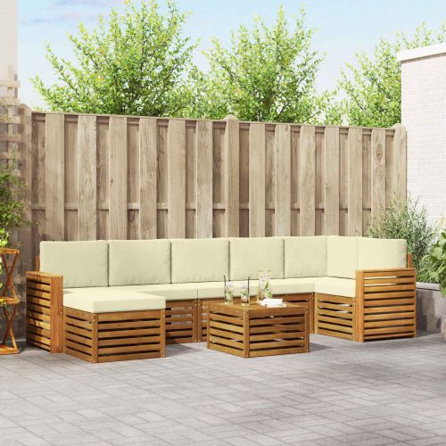 Комплекти дивани 8 pcs Натурален и Крема Солидно акациево дърво