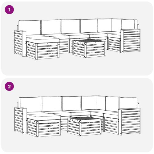 Комплекти дивани 8 pcs Натурален и Крема Солидно акациево дърво