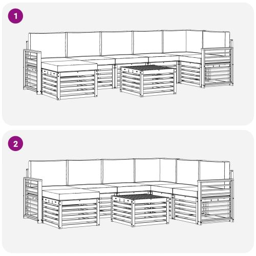 Комплекти дивани 8 pcs Натурален и Бежов Солидно акациево дърво