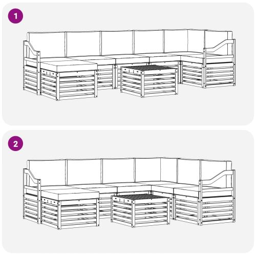 Комплекти дивани 8 pcs Натурален и Крема Солидно акациево дърво