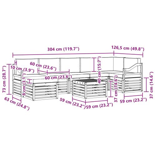 Комплекти дивани 8 pcs Натурален и Бежов Солидно акациево дърво