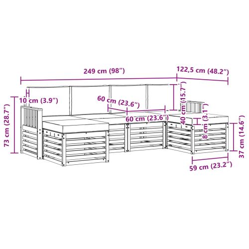 Комплекти дивани 6 pcs Натурален и Крема Солидно акациево дърво