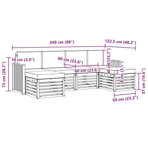 Комплекти дивани с възглавница 6 pcs Естествено и светло сиво