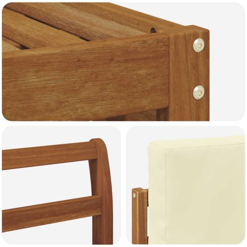 Комплекти дивани 6 pcs Натурален и Крема Солидно акациево дърво