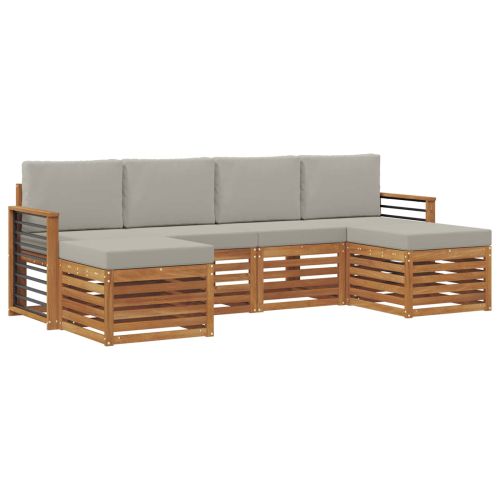 Комплекти дивани с възглавница 6 pcs Естествено и светло сиво