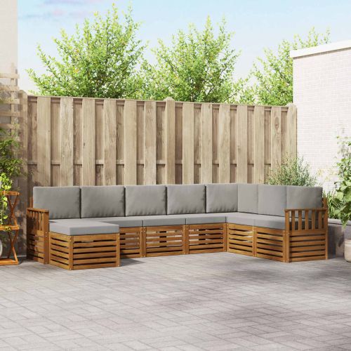 Комплекти дивани с възглавница 8 pcs Естествено и светло сиво