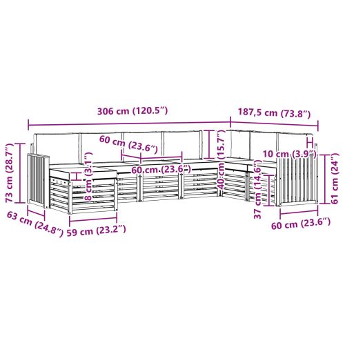 Комплекти дивани с възглавница 8 pcs Естествено и светло сиво