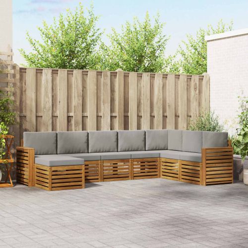 Комплекти дивани с възглавница 8 pcs Естествено и светло сиво