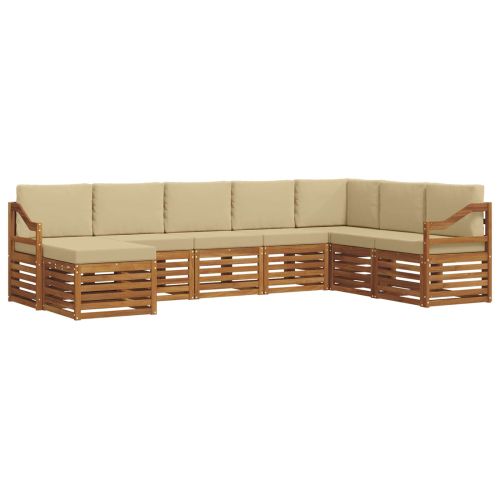 Комплекти дивани 8 pcs Натурален и Бежов Солидно акациево дърво