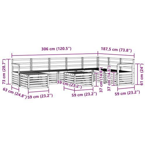 Комплекти дивани Естествен Солидно акациево дърво