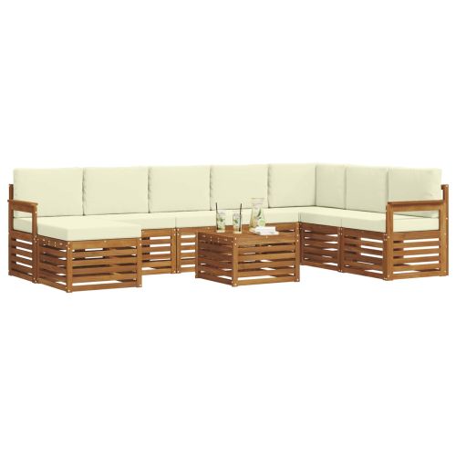 Комплекти дивани 9 pcs Натурален и Крема Солидно акациево дърво