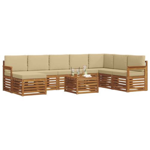 Комплекти дивани 9 pcs Натурален и Бежов Солидно акациево дърво