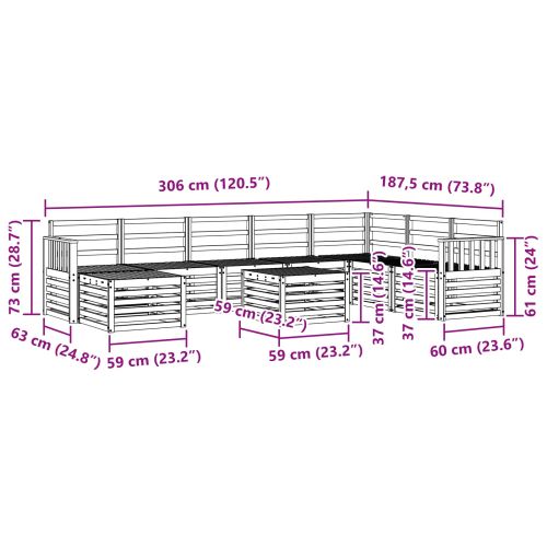 Комплекти дивани Естествен Солидно акациево дърво
