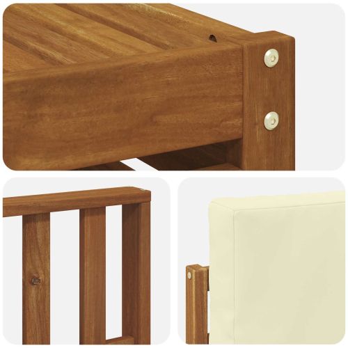 Комплекти дивани 9 pcs Натурален и Крема Солидно акациево дърво