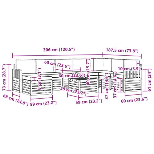 Комплекти дивани с възглавница 9 pcs Естествено и светло сиво