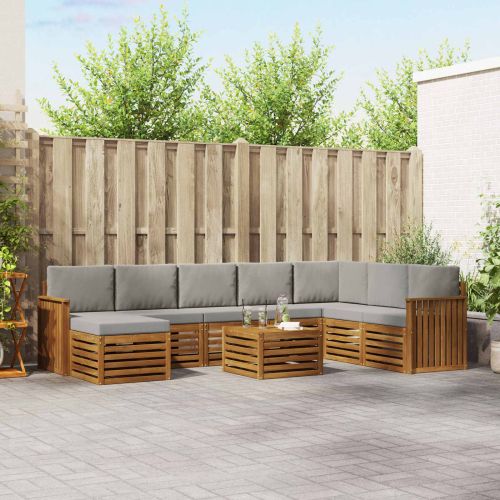 Комплекти дивани с възглавница 9 pcs Естествено и светло сиво