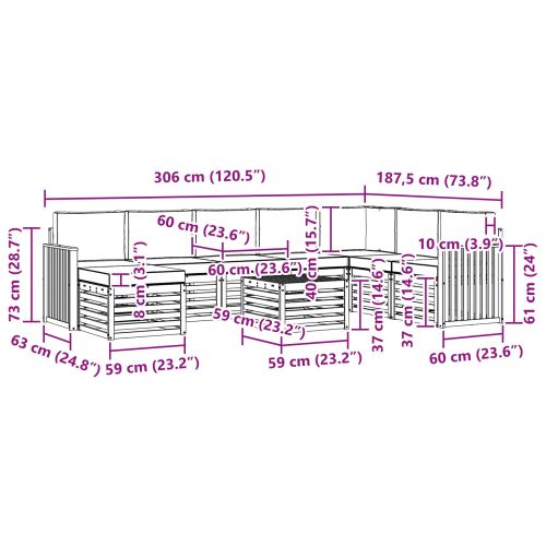 Комплекти дивани с възглавница 9 pcs Натурален и Антрацит