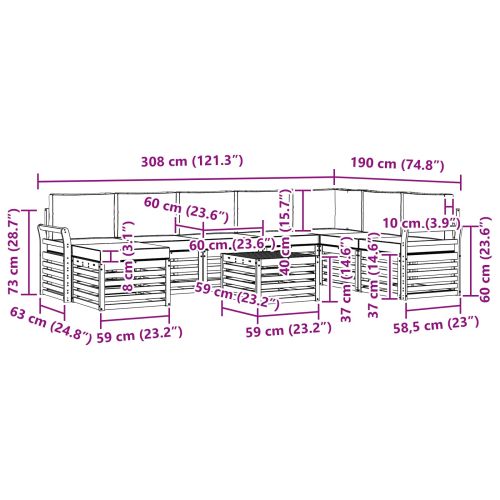 Комплекти дивани с възглавница 9 pcs Естествено и светло сиво