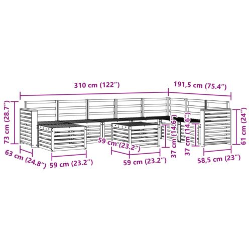 Комплекти дивани Естествен Солидно акациево дърво