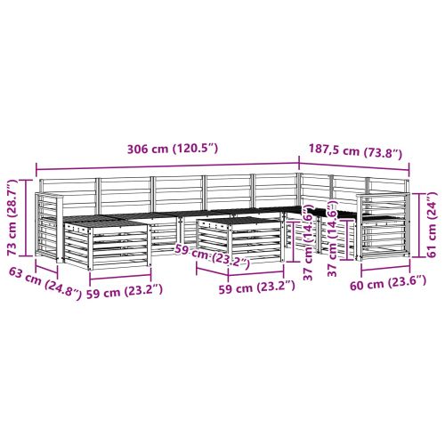 Комплекти дивани Естествен Солидно акациево дърво