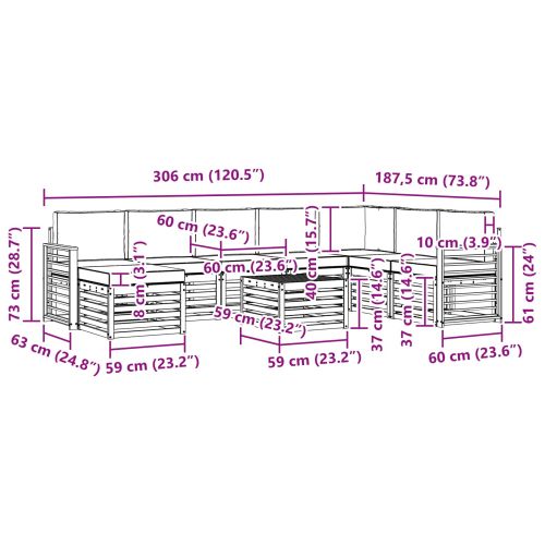 Комплекти дивани с възглавница 9 pcs Натурален и Антрацит