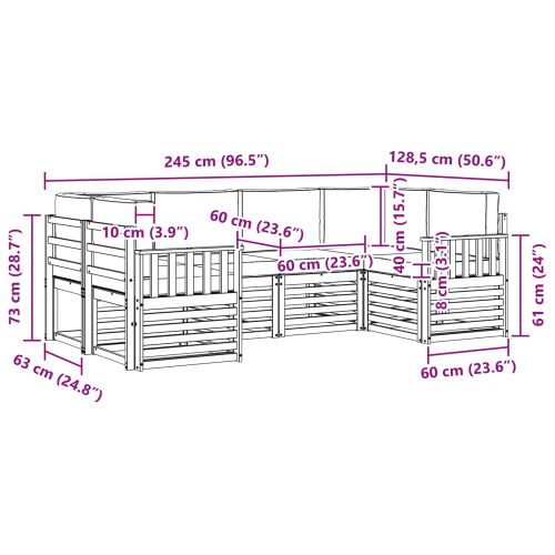 Комплекти дивани 6 pcs Натурален и Крема Солидно акациево дърво