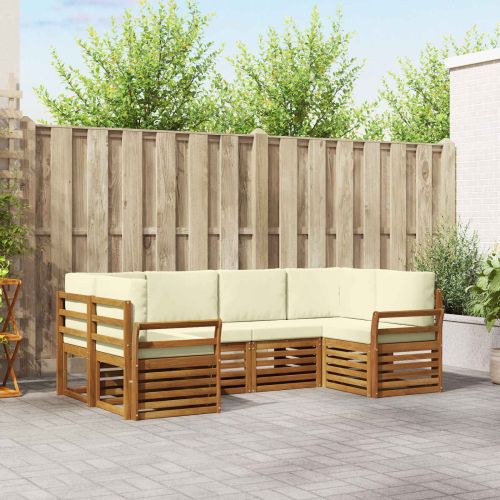 Комплекти дивани 6 pcs Натурален и Крема Солидно акациево дърво