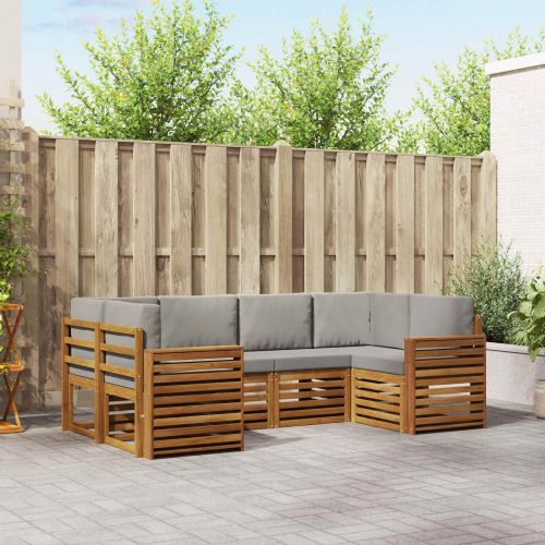 Комплекти дивани с възглавница 6 pcs Естествено и светло сиво