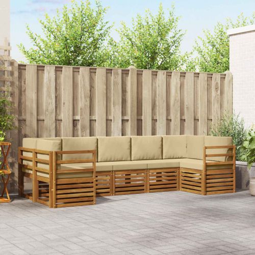 Комплекти дивани 7 pcs Натурален и Бежов Солидно акациево дърво