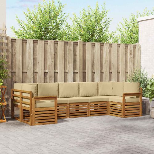 Комплекти дивани 7 pcs Натурален и Бежов Солидно акациево дърво