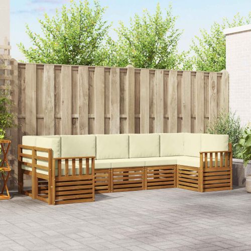 Комплекти дивани 7 pcs Натурален и Крема Солидно акациево дърво