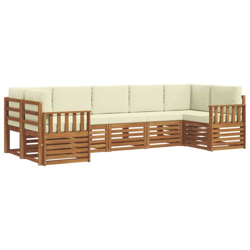 Комплекти дивани 7 pcs Натурален и Крема Солидно акациево дърво