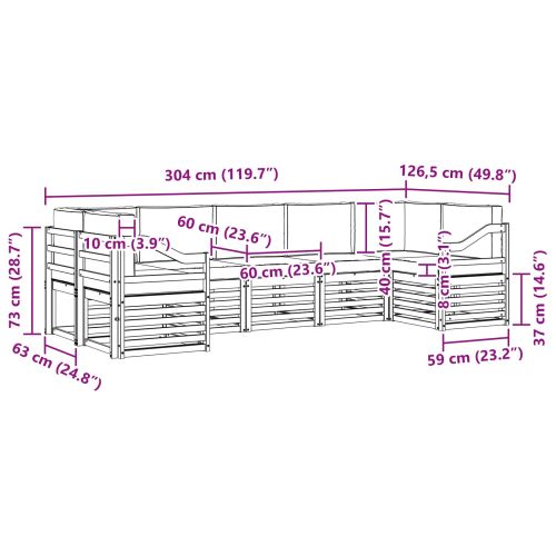 Комплекти дивани с възглавница 7 pcs Естествено и светло сиво