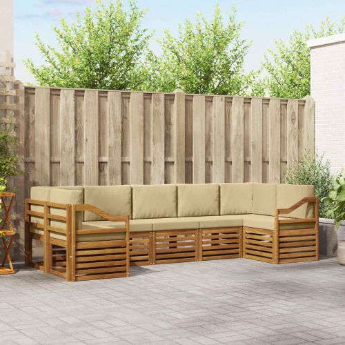 Комплекти дивани 7 pcs Натурален и Бежов Солидно акациево дърво