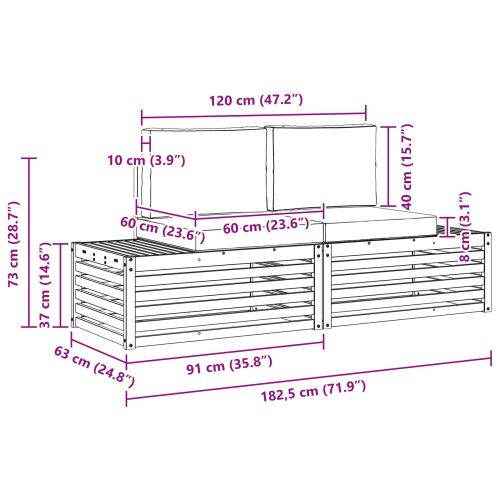 Комплект дивани за открито 2 Брой Натурален и Антрацит
