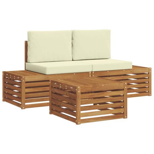 Комплект дивани за открито 3 Брой Натурален и Крема