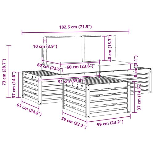 Комплект дивани за открито 3 Брой Натурален и Крема