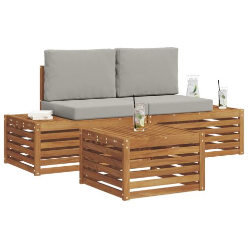 Комплект дивани за открито 3 Брой Естествено и светло сиво