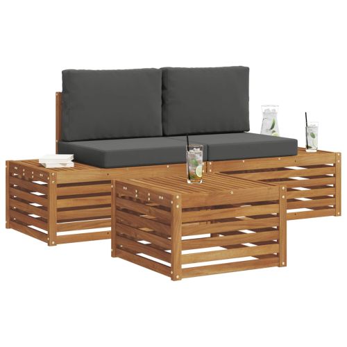 Комплект дивани за открито 3 Брой Натурален и Антрацит