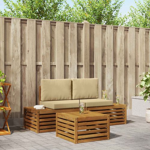 Комплект дивани за открито 3 Брой Натурален и Бежов