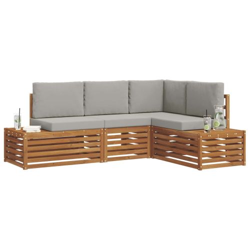 Комплект дивани за открито 4 Брой Естествено и светло сиво