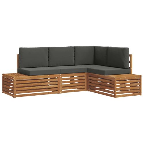 Комплект дивани за открито 4 Брой Натурален и Антрацит