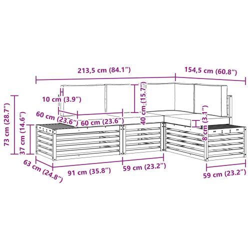 Комплект дивани за открито 4 Брой Натурален и Антрацит