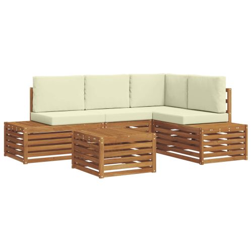 Комплект дивани за открито 5 Брой Натурален и Крема