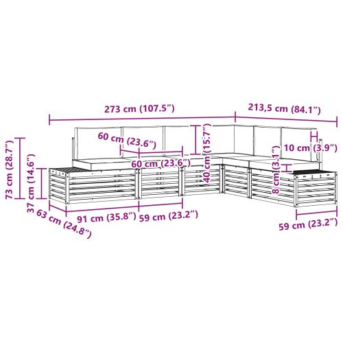 Комплекти дивани с възглавница 6 Брой Натурален и Крема