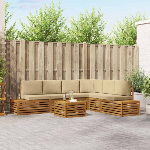 Комплект дивани за открито 7 Брой Натурален и Бежов