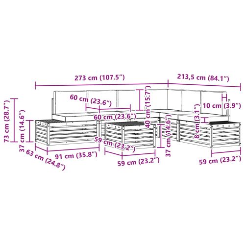 Комплект дивани за открито 7 Брой Натурален и Бежов
